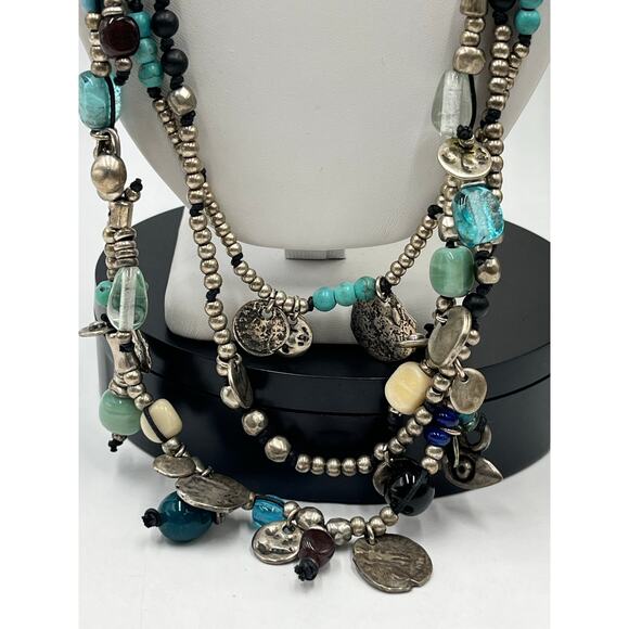 Uno de 50 Long Turquoise w/ Sea Charms "Ocean" Beaded Long Layered Necklace - Picture 2 of 12